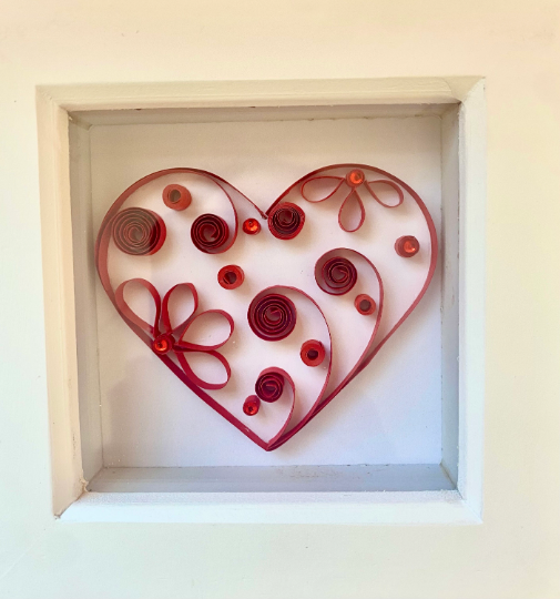 Paper Quilling Love heart in Frame