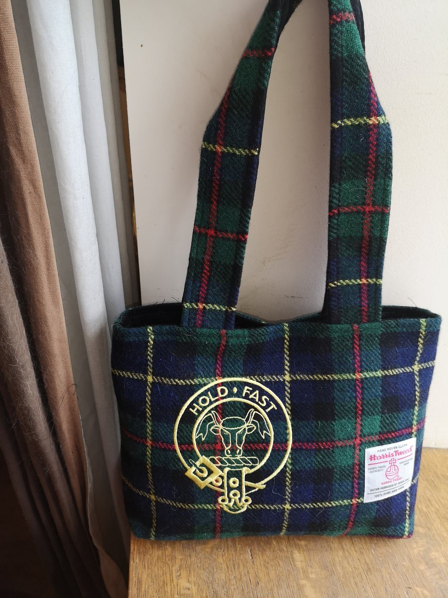 Macleod Tartan Harris Tweed Shopper bag with Embroidered Clan Crest