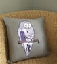 Handprinted & appliquéd cushion Night Owl - Image 1