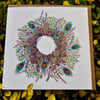 Peacock wreath individual  card 