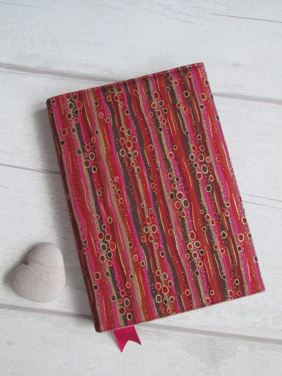 A6 Pink, Brown and Red Stripe Reusable Notebook Cover