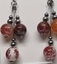 Fire Agate Triple Drop Earrings – Stainless Steel Handmade Earrings - Image 4