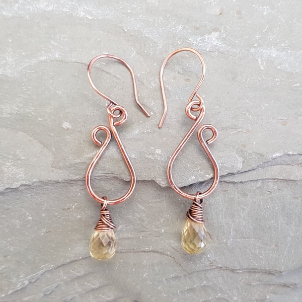 Citrine and Copper Earrings