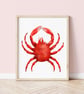 Cornish King Crab A4 Art Print - Cornwall Art Print - Image 1