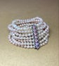 Pale Pink Irregular Shape Freshwater 5mm Pearls 7 Strands Stretchy Bracelet