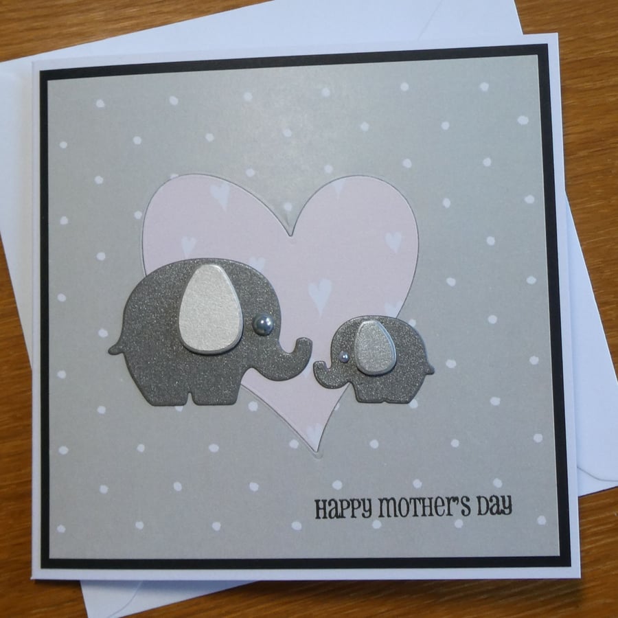 Happy Mother's Day Card - Elephant Mother's Day Card - Grey and Pink