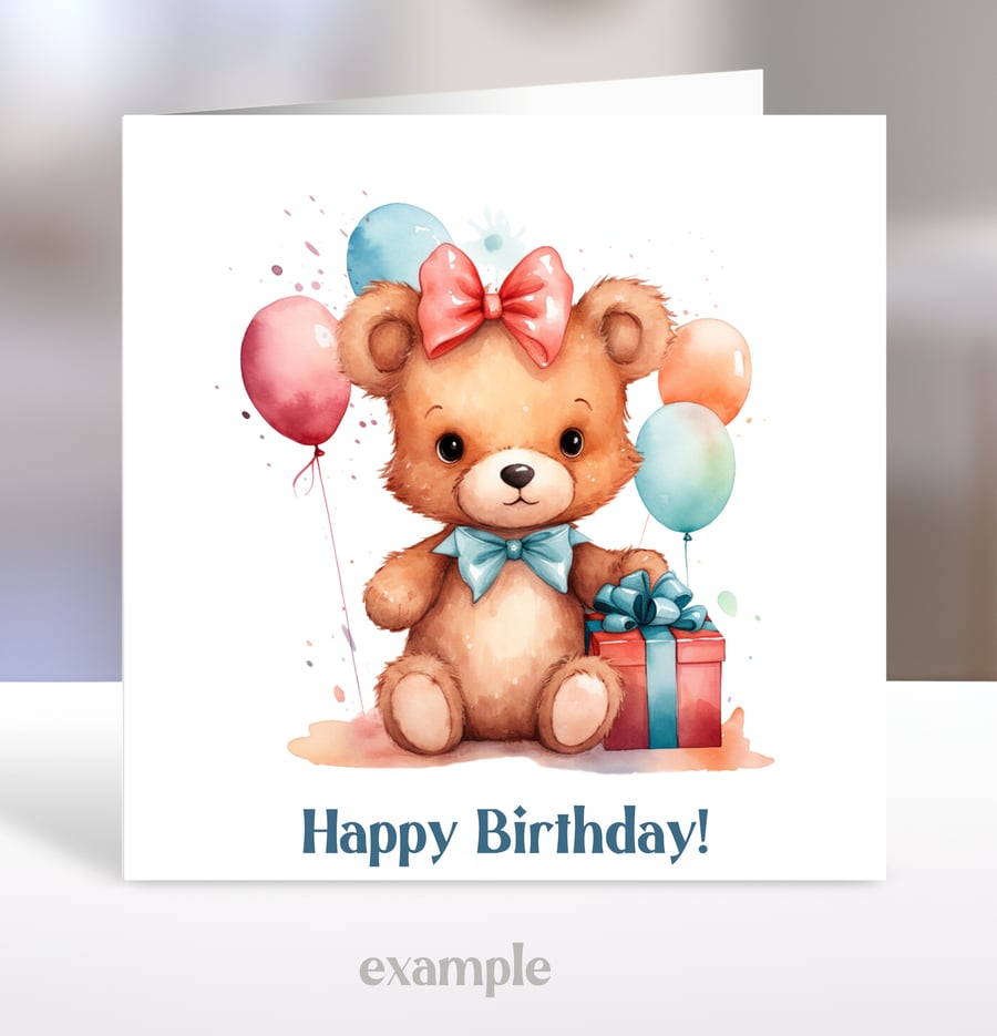 Personalised Cute Teddy Bear Children's Birthday Card 