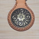 Leather Keyring with Floral Concho