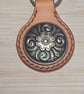 Leather Keyring with Floral Concho