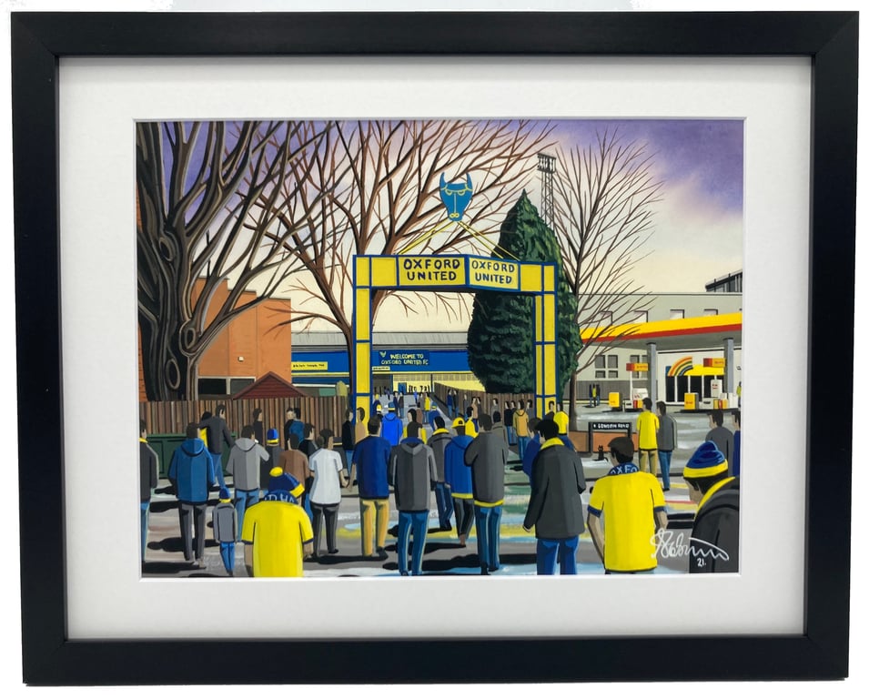 Oxford Utd F.C, Manor Ground, High Quality Framed Football Art Print