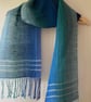 Into The Blue Cotton, Linen and Silk Handwoven Scarf - Image 1
