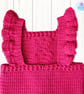 Raspberry pink crochet baby romper. Bobble stitch romper. Age 0-3 months - Image 6