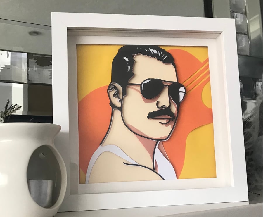 Freddie Mercury Queen Rock Music Shadow Box Frame 