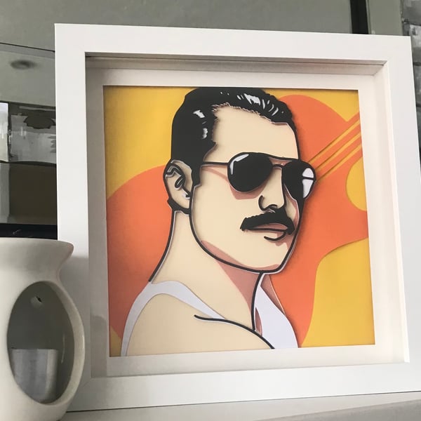 Freddie Mercury Queen Rock Music Shadow Box Frame 