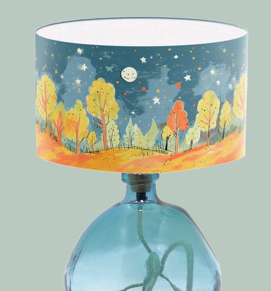 Bright Colourful Lampshade with Woodland Scene
