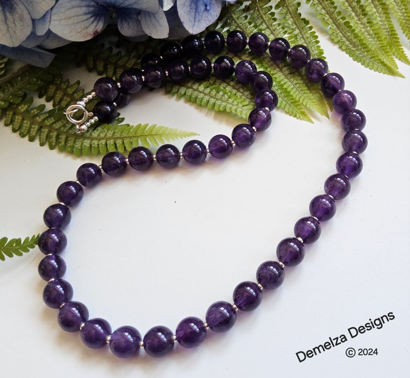 Zambian Amethyst AA Grade 160cts Sterling Silver Necklace