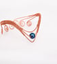 Wire-Wrapped Copper Arm Cuff with Dark Blue Faceted Hematite - Image 5