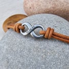 Personalised Infinity Charm Leather Bracelet Custom Engraved Gift for Love & Fri