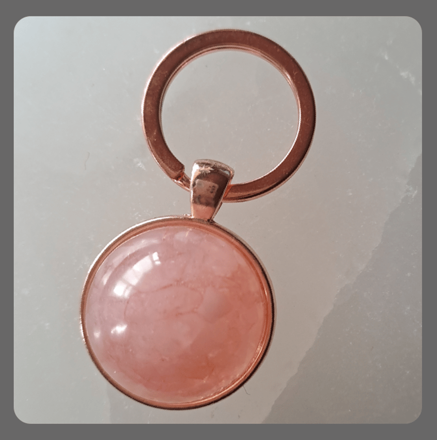 Rose Quartz Resin Rose Gold Keyring