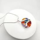 Fused Glass Floral Cabochon set in a Stunning Setting