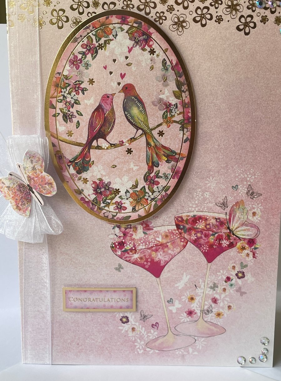 Lovely lovebirds congratulations wedding or anniversary card