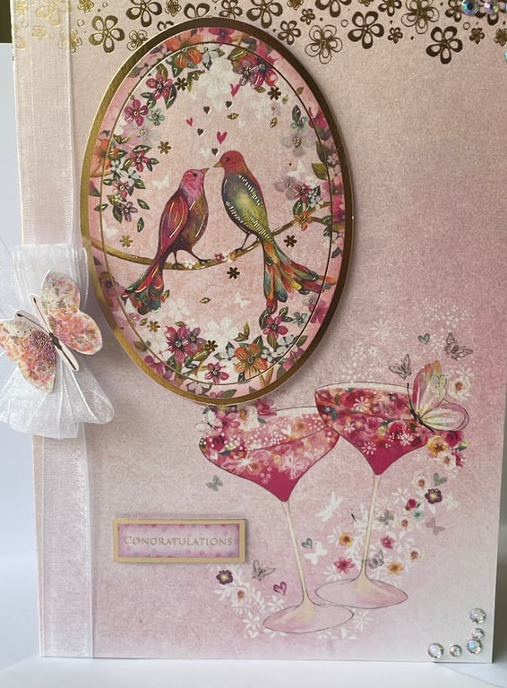 Lovely lovebirds congratulations wedding or anniversary card