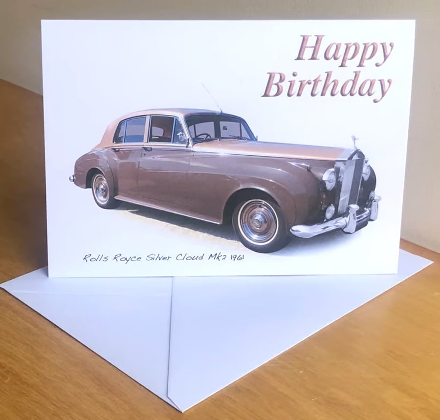 Rolls Royce Silver Cloud 1961 - Birthday, Anniversary, Retirement or Plain Card