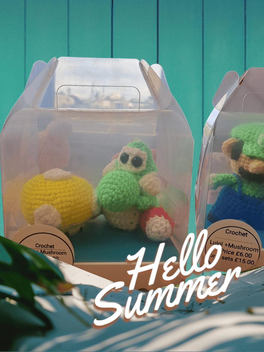 Mario,luigi,yohshi each with mushroom 