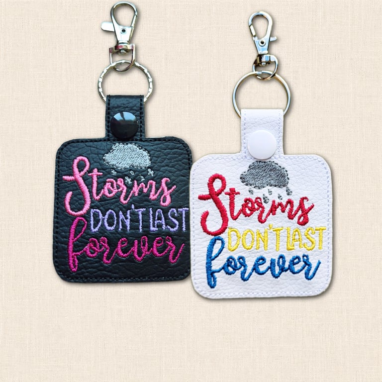 Storms Don't Last Forever Keyring - Embroidered Positive Rain Cloud Bag Charm