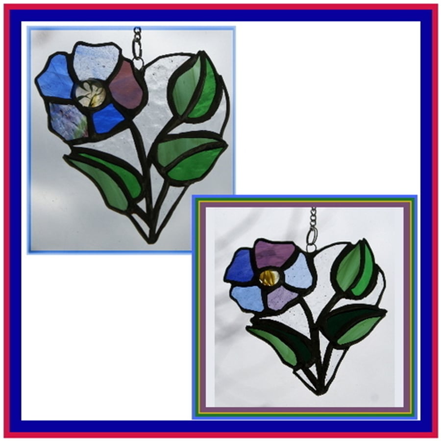 Tulip Heart Suncatcher Stained Glass Love Vale... Folksy