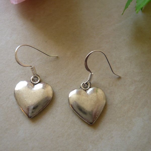 Antique Finish  Silver Heart Earrings