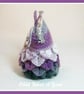 Grey and purple crochet, crocheted owl coin purse - Image 2