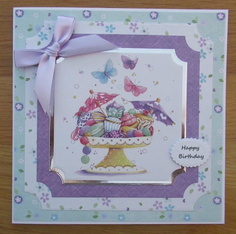Cakes & Butterflies - 7x7" Birthday Card