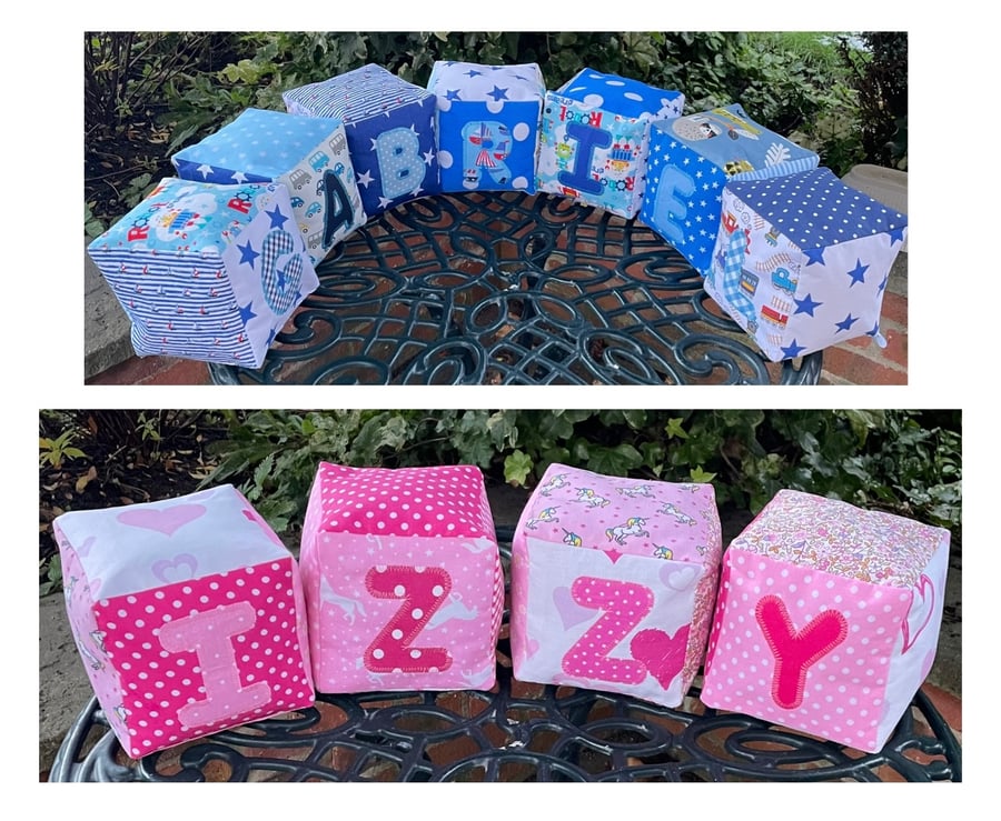 Personalised Soft Fabric Blocks Cubes, Baby Name Nursery, Bedroom Decor New Baby