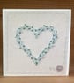 Hand Embroidered Greetings Card -Beaded Emerald Heart