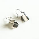 Stainless Steel Swirl Earrings One Side Textured Dangle Earrings Handmade