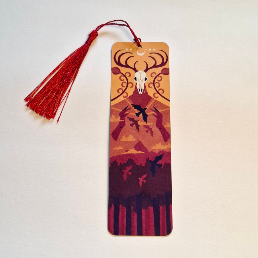 Brushed Metal Folk Pagan Bookmark with Tassel 
