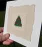 Christmas Tree, hand embroidered Christmas card, recycled card - Image 2