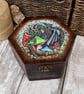 Rustic shroom dragon pyrography wooden box, hexagonal jewellery box. - Image 1