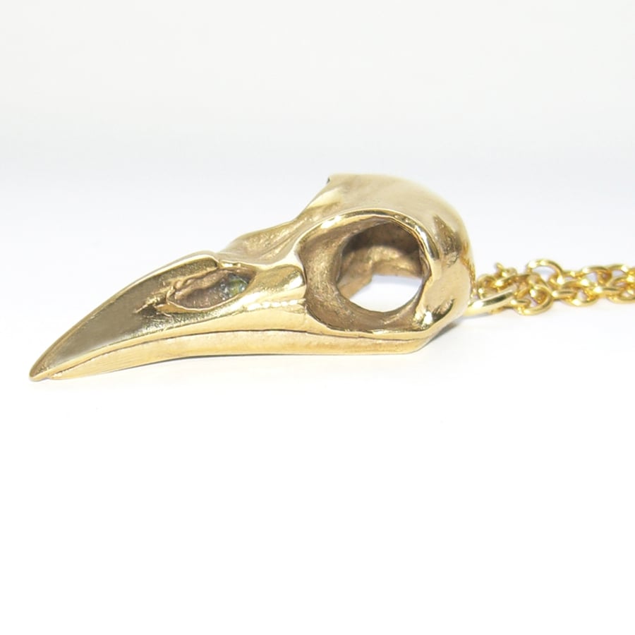 Gold Plated Bird Skull Necklace