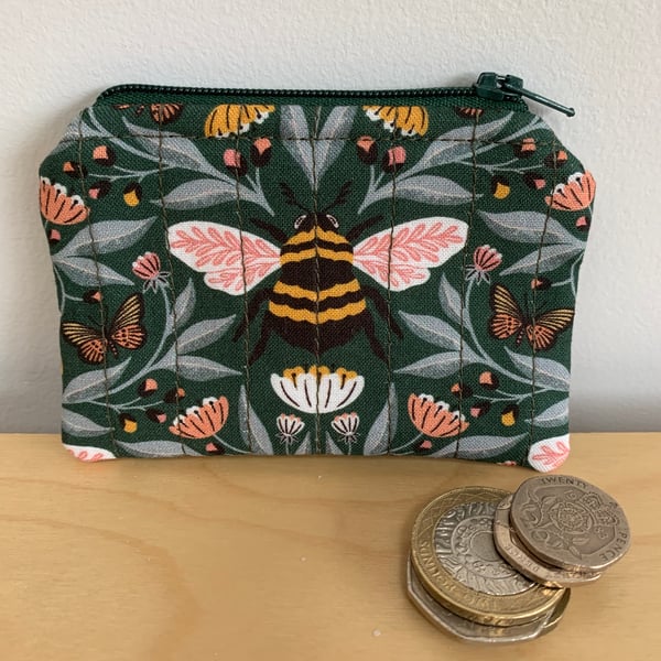 Bee Print Fabric Quilted Mini Purse