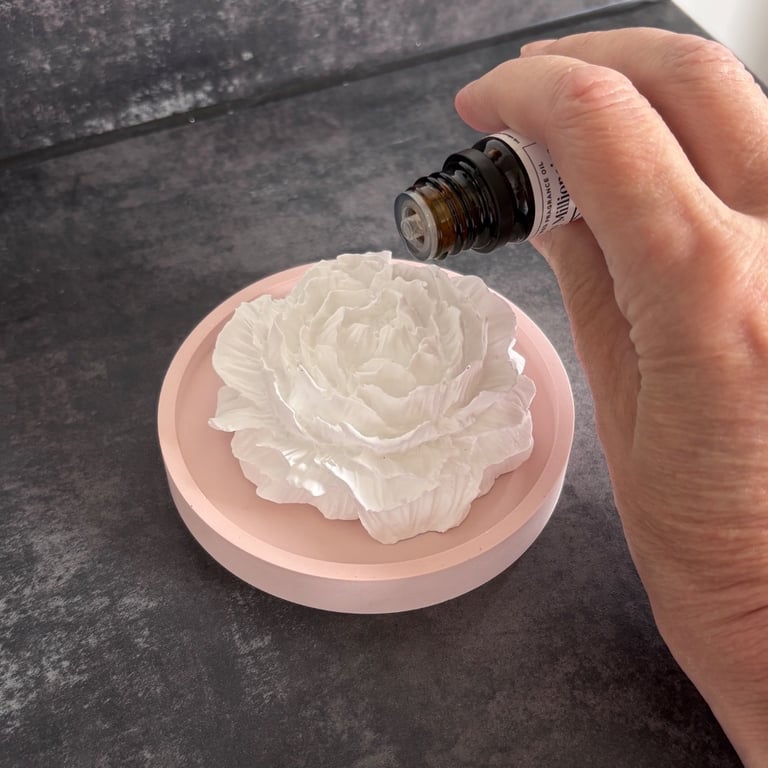 Peony Essential Oil Diffuser on Plate Handmade Home Fragrance Gift Set