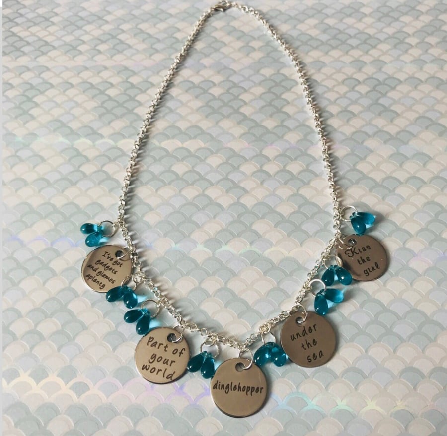 Disney’s Ariel the Little Mermaid Inspired Quote Charm Necklace 