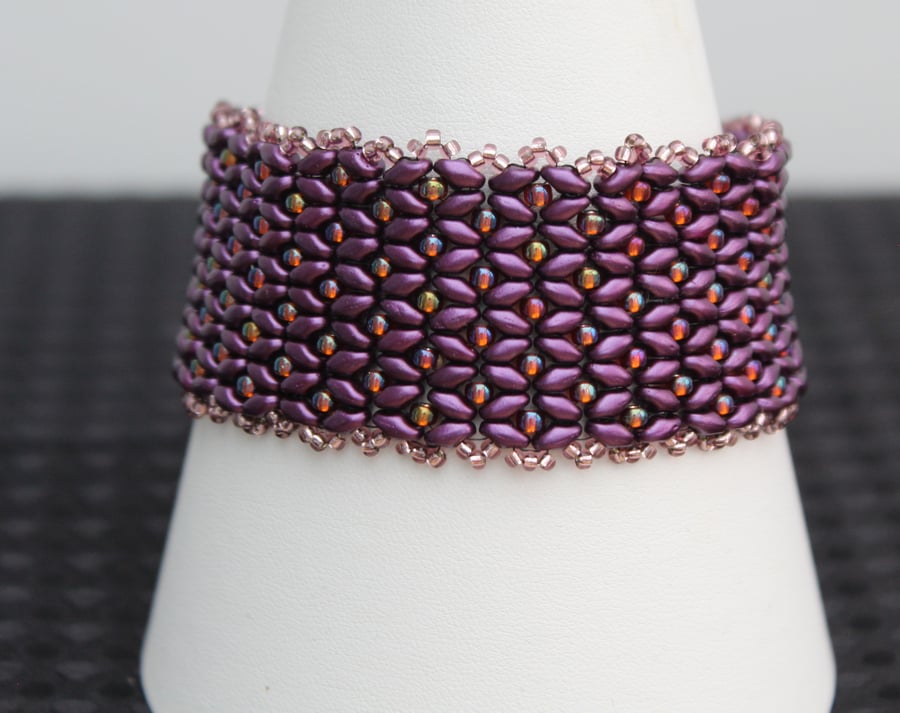 Purple cuff handmade bracelet