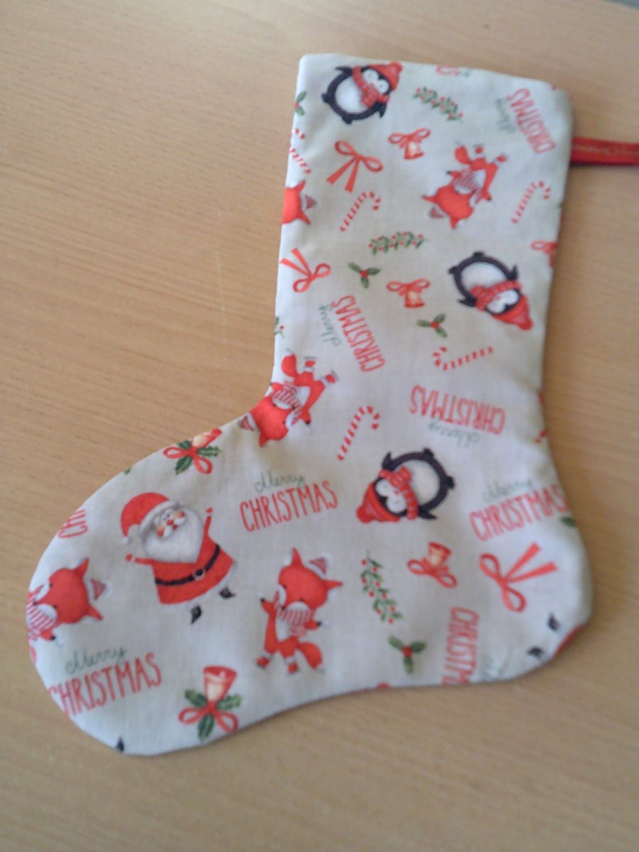 Santa & Penguins 10.5 inch stocking