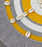 "Inyanga 2" - Yellow & Grey Shell Macrame Wall, Shelf & Console Table Decor - Image 3