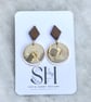 Handcrafted Marble Effect Polymer Clay Earrings with Gold Leaf & Walnut Stud - Image 5