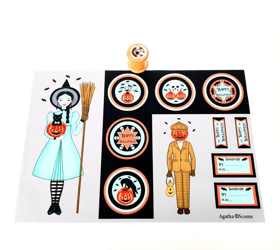 Cut and Sew Agatha the Little Witch Art Fabric Panel,