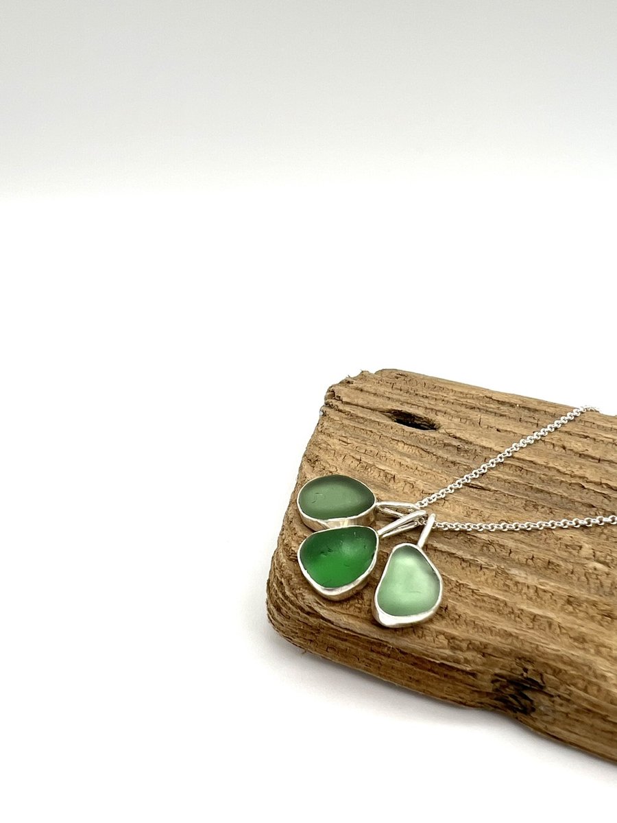 All The Greens Sea Glass Necklace 