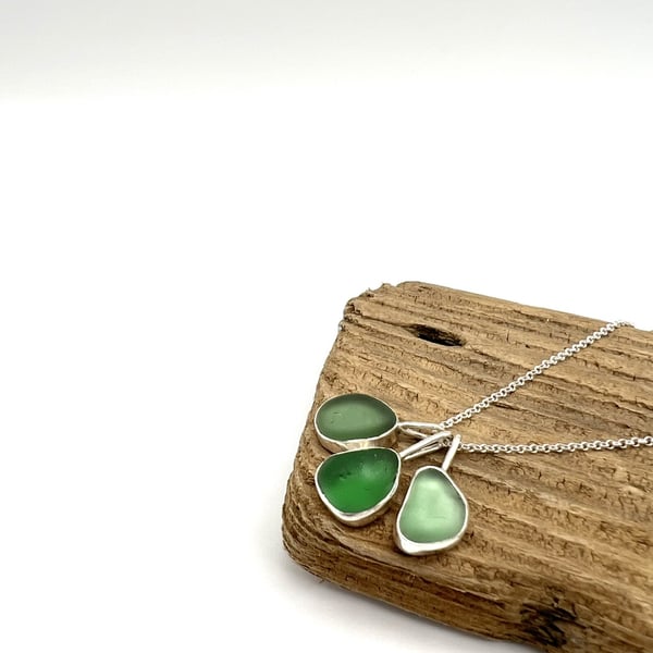 All The Greens Sea Glass Necklace 